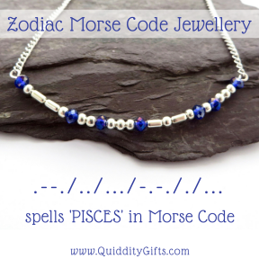 Morse Code necklace handmade for Pisces birthday gift