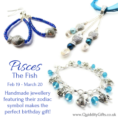 Pisces zodiac symbol fish jewellery